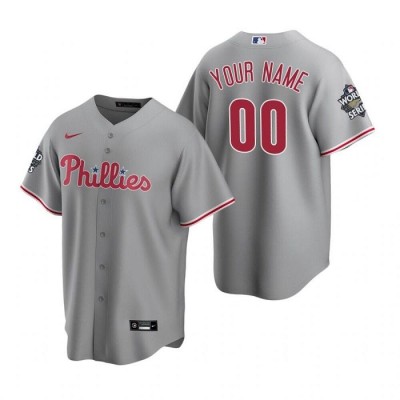 Philadelphia Phillies Active Player Custom Grey 2022 World Series Cool Base Stitched Men's Nike MLB Jersey